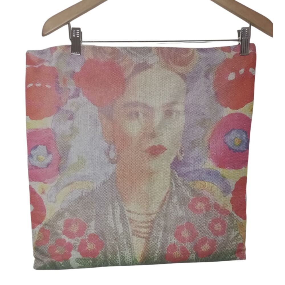 Freida KahloThrow Pillow Cover Beige  17" x 17"